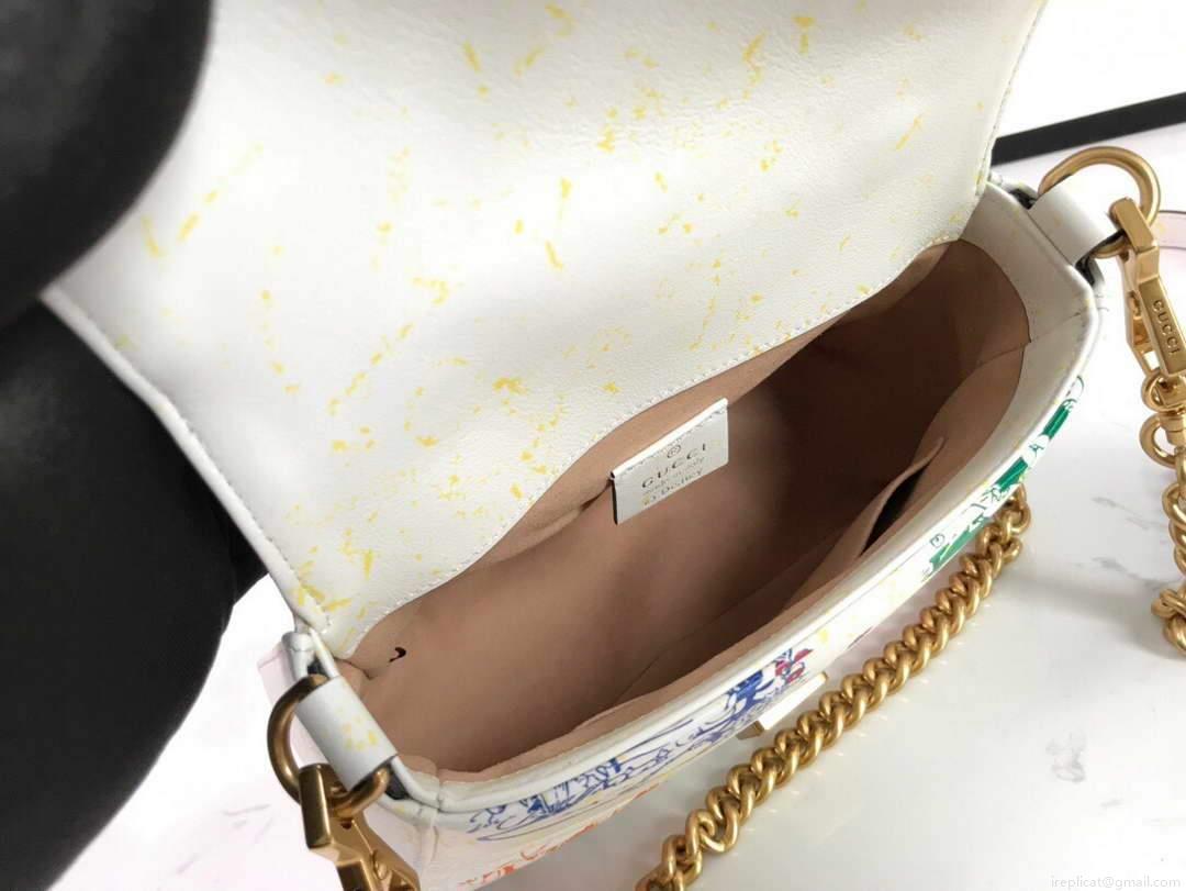 Gucci ‎547260 GG Marmont Mini Top Handle Bag White and printer