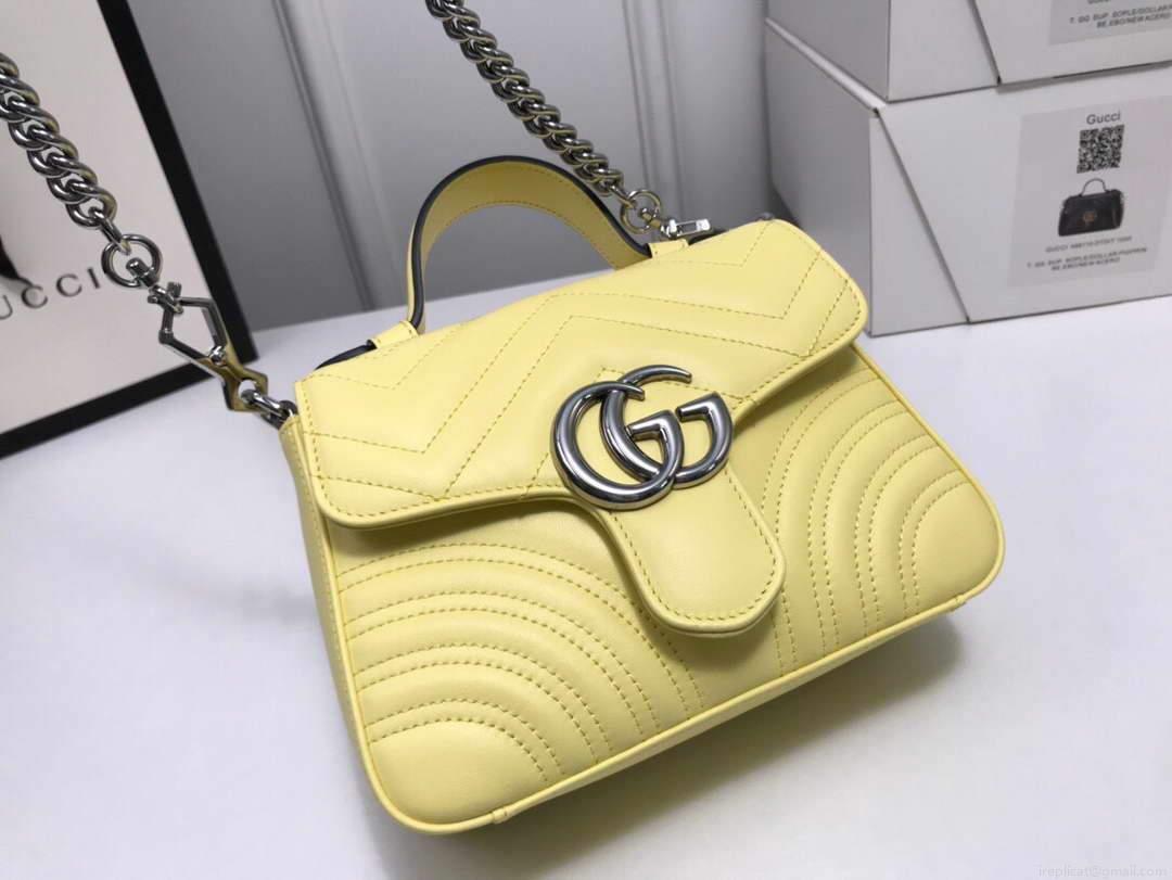 Gucci ‎547260 GG Marmont Mini Top Handle Bag Yellow