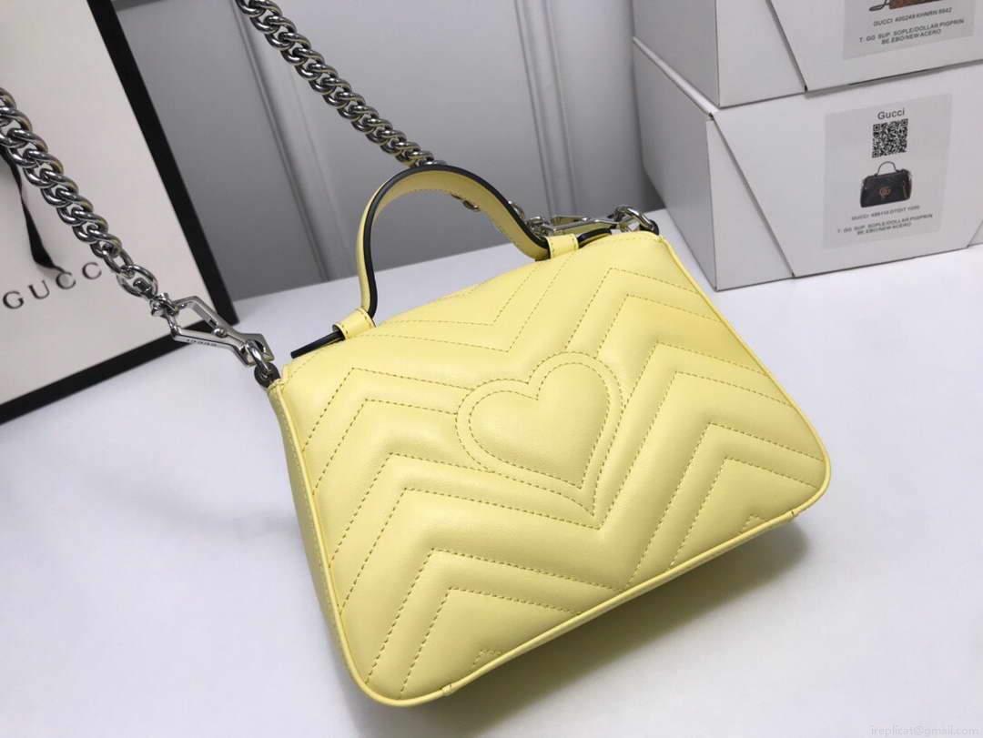 Gucci ‎547260 GG Marmont Mini Top Handle Bag Yellow