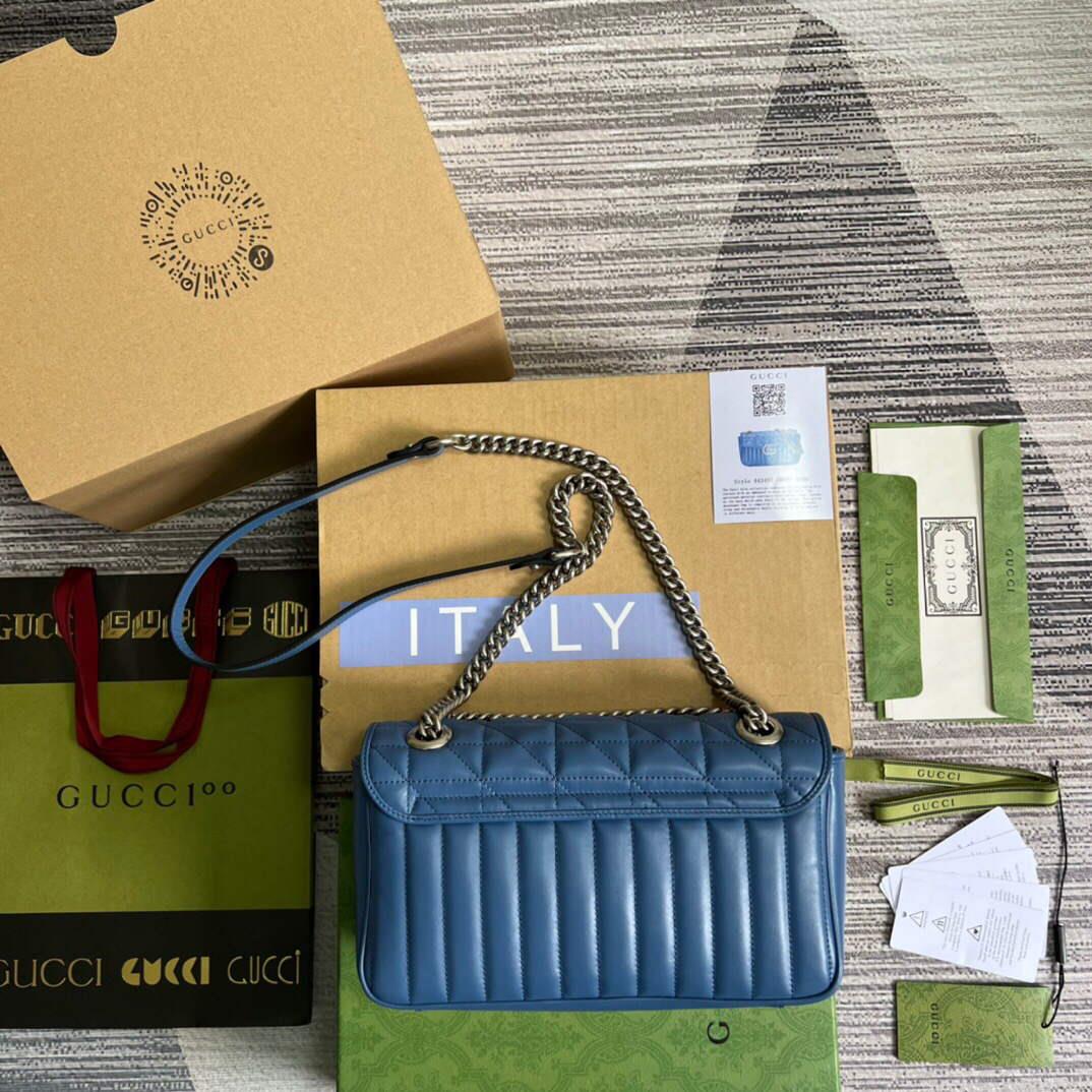 Gucci 443497 GG Marmont Small Shoulder Bag Blue