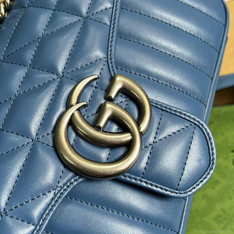 Gucci 443497 GG Marmont Small Shoulder Bag Blue