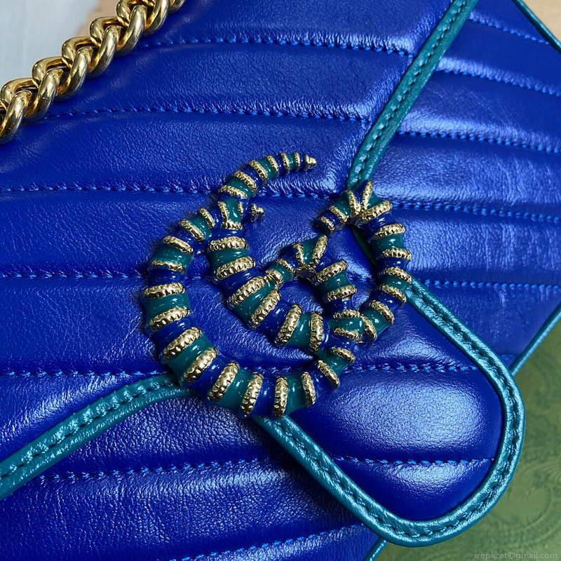 Gucci 443497 GG Marmont Small Shoulder Bag Blue Green