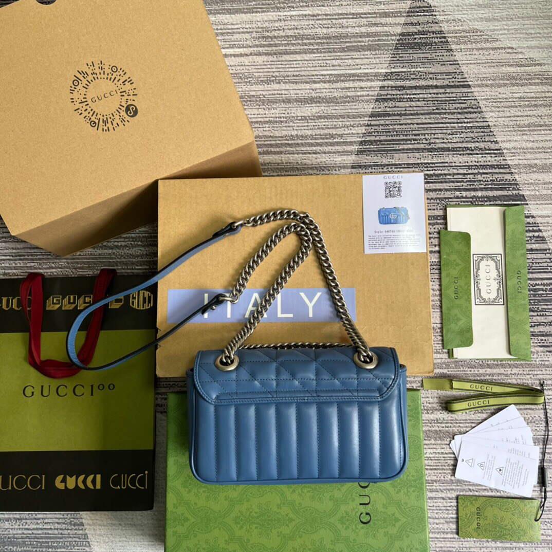 Gucci 446744 GG Marmont Matelassé Mini Bag Blue