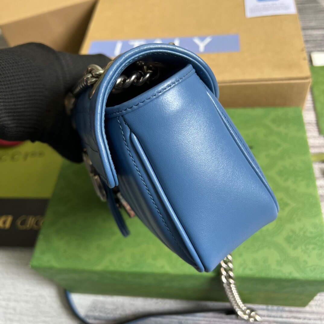 Gucci 446744 GG Marmont Matelassé Mini Bag Blue