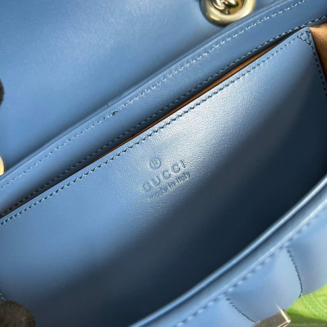Gucci 446744 GG Marmont Matelassé Mini Bag Blue
