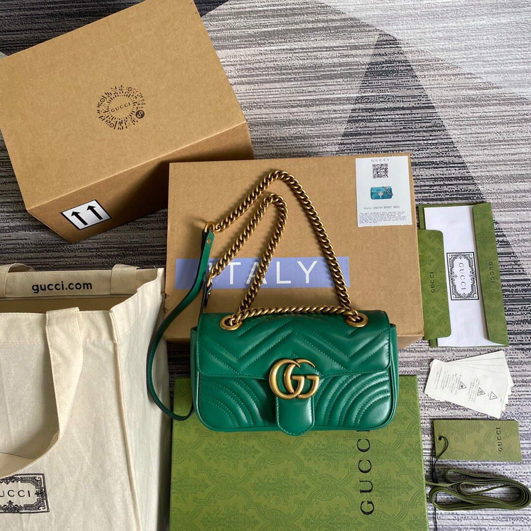 Gucci 446744 GG Marmont Matelassé Mini Bag Green