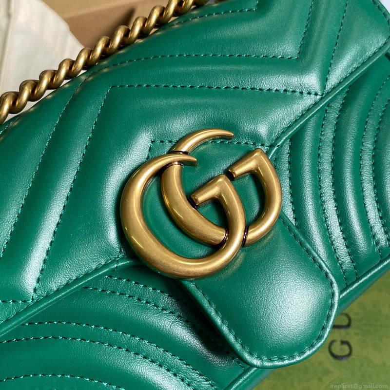 Gucci 446744 GG Marmont Matelassé Mini Bag Green