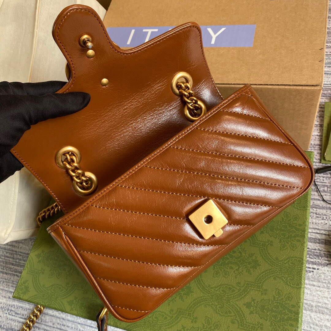 Gucci 446744 GG Marmont Mini Matelassé Shoulder Bag Brown