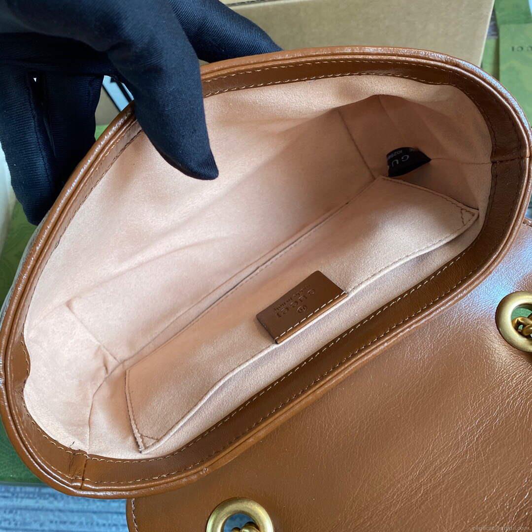 Gucci 446744 GG Marmont Mini Matelassé Shoulder Bag Brown
