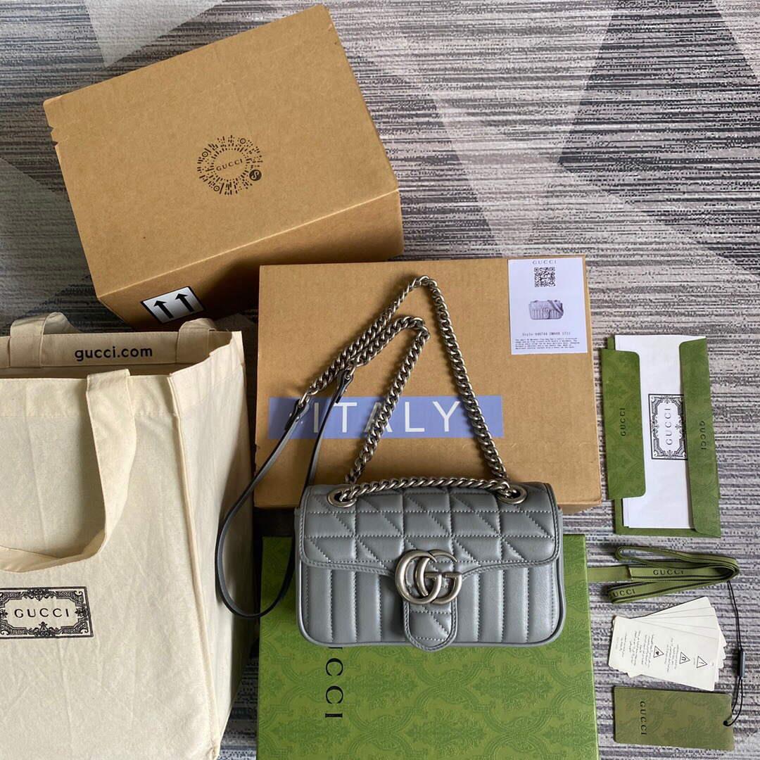 Gucci 446744 GG Marmont Mini Shoulder Bag Grey