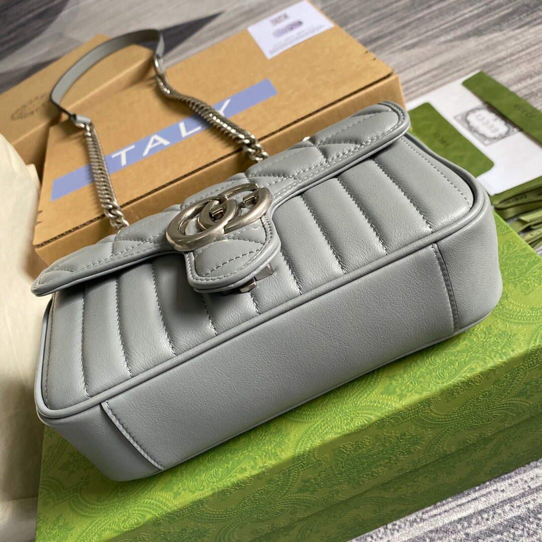Gucci 446744 GG Marmont Mini Shoulder Bag Grey