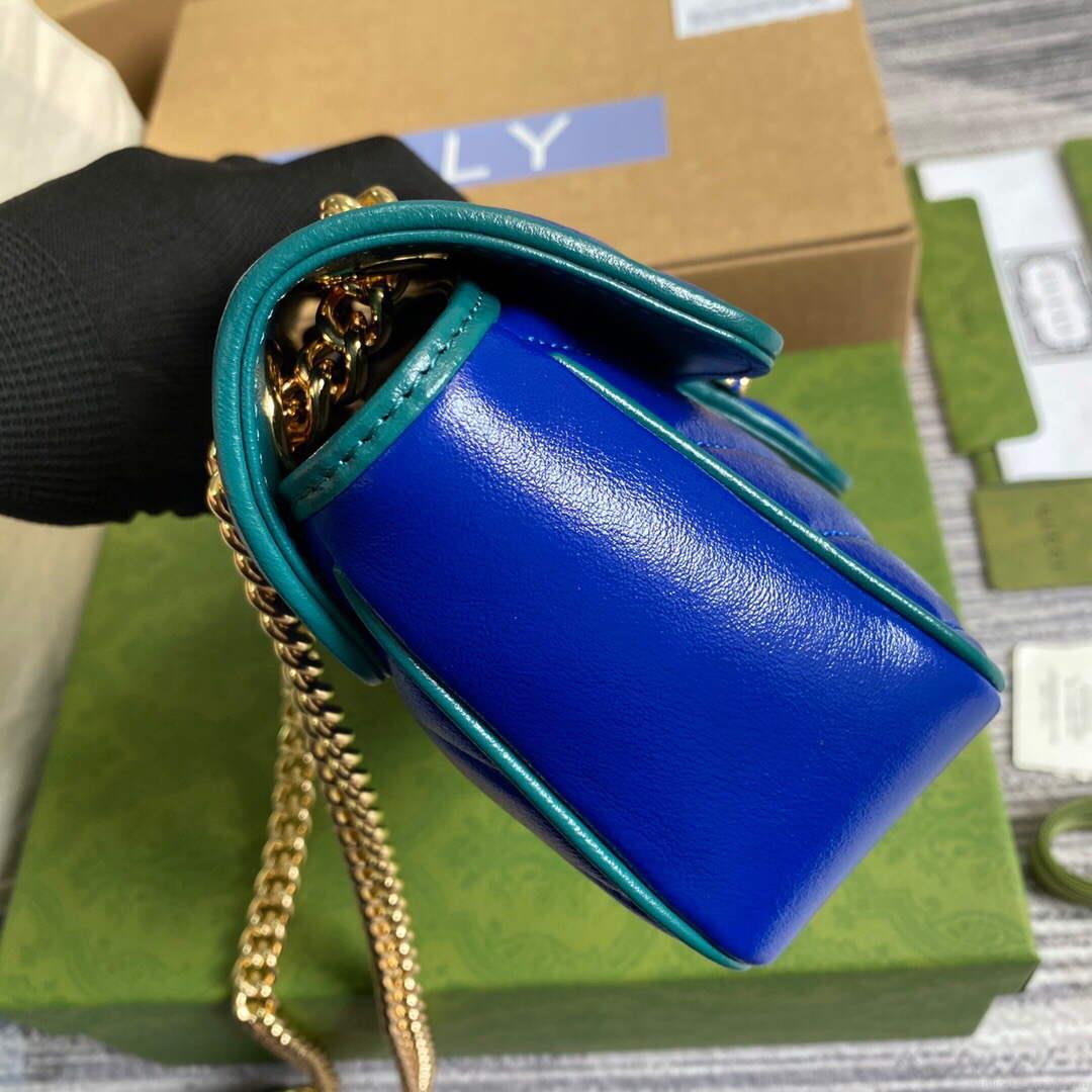 Gucci 446744 GG Marmont Mini Matelassé Shoulder Bag Dark Blue