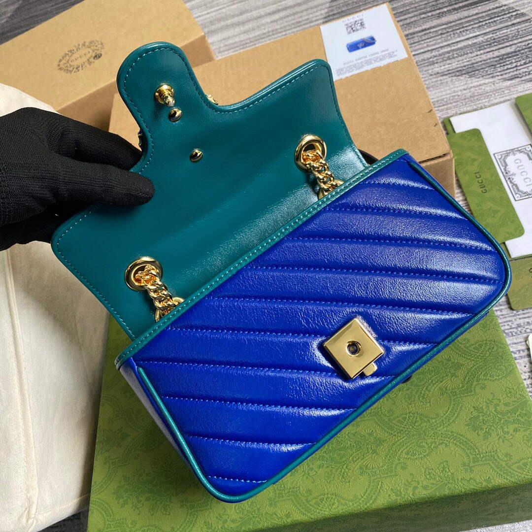 Gucci 446744 GG Marmont Mini Matelassé Shoulder Bag Dark Blue