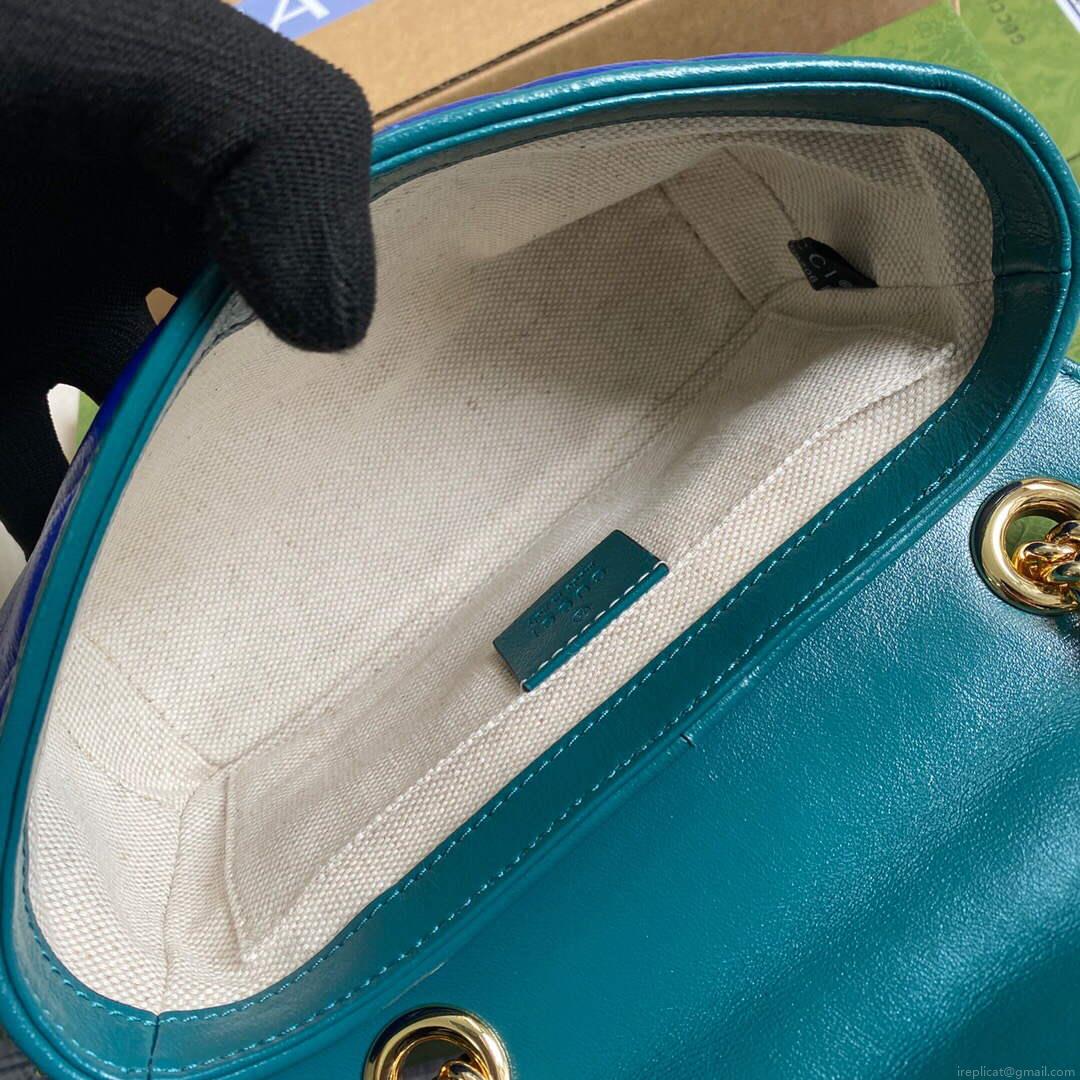 Gucci 446744 GG Marmont Mini Matelassé Shoulder Bag Dark Blue