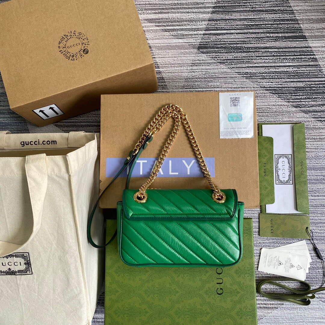 Gucci 446744 GG Marmont Mini Matelassé Shoulder Bag Green