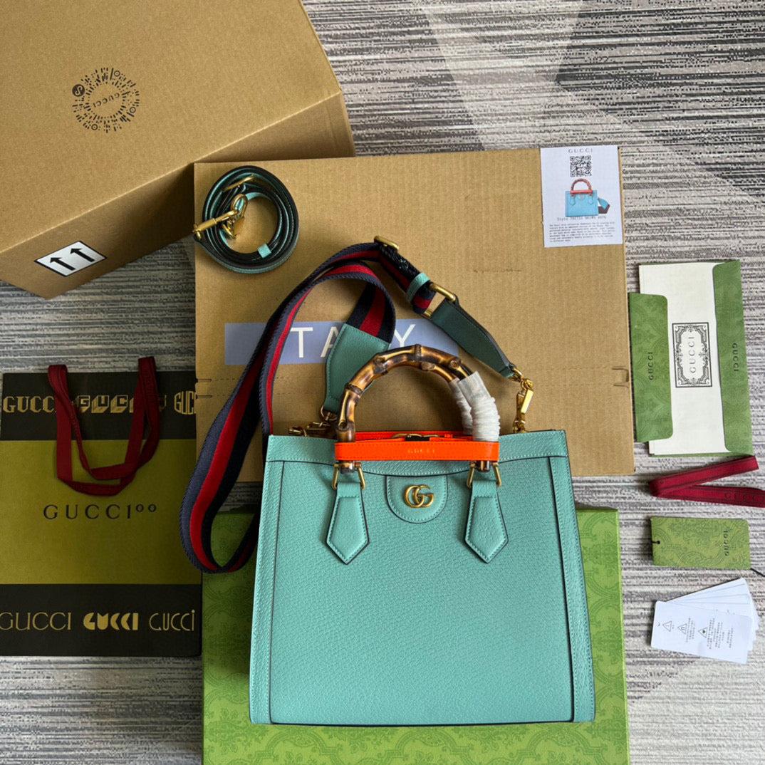 Gucci 702721 Diana Small Tote Bag Light blue leather