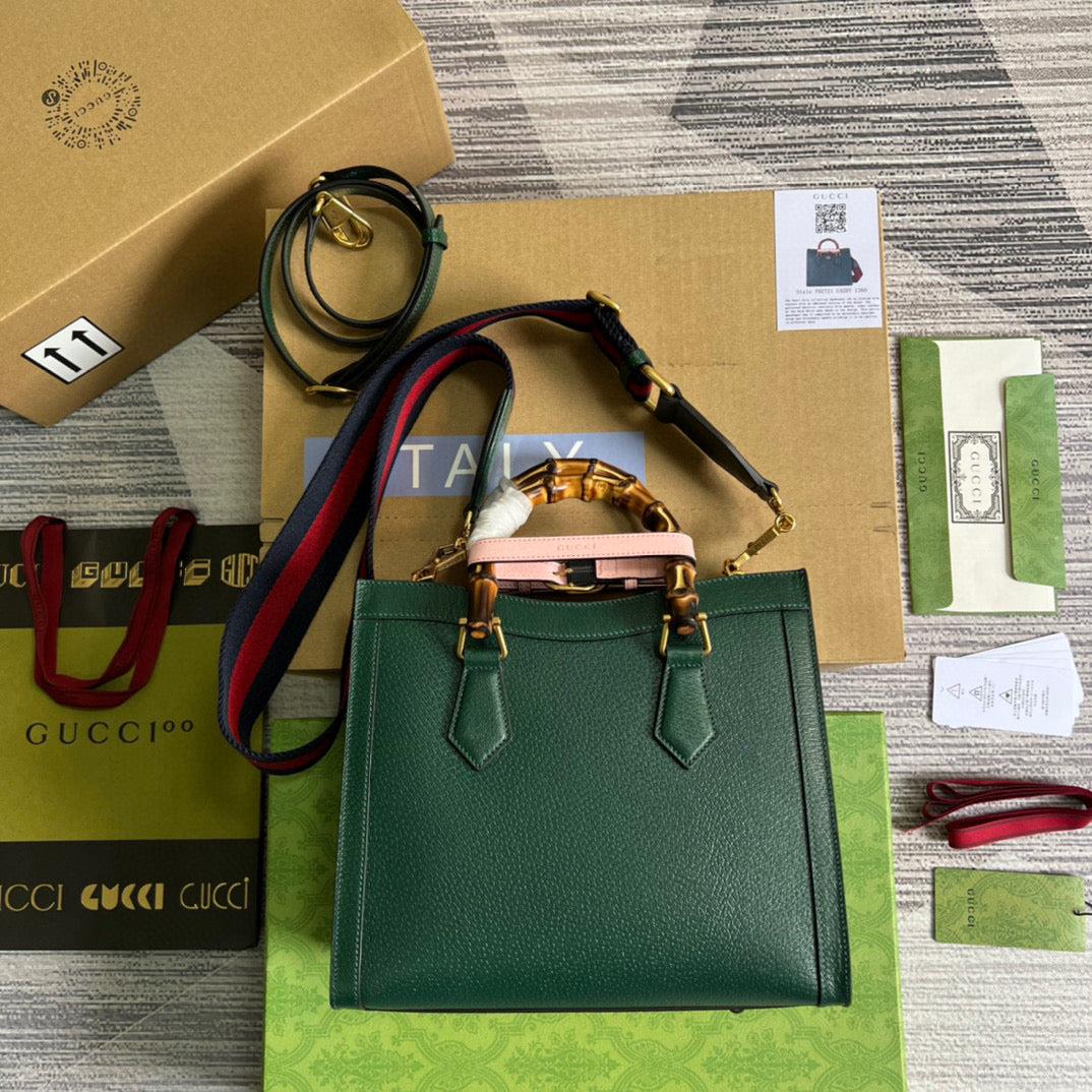 Gucci 702721 Diana Small Tote Bag Green leather