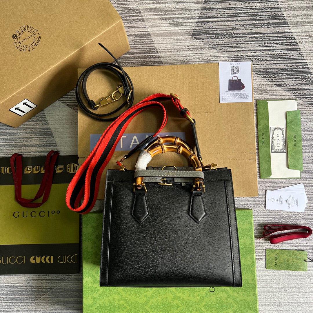 Gucci 702721 Diana Small Tote Bag Black leather