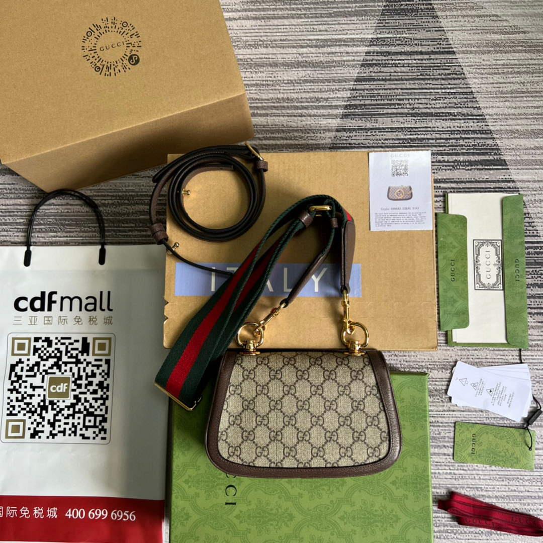 Gucci ‎698643 Blondie mini bag in GG brown leather