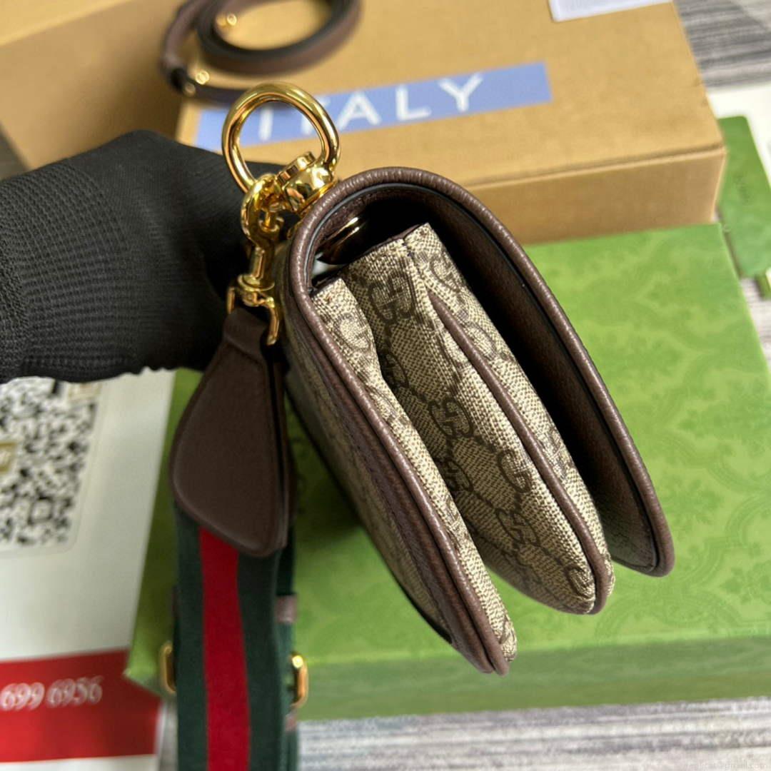 Gucci ‎698643 Blondie mini bag in GG brown leather