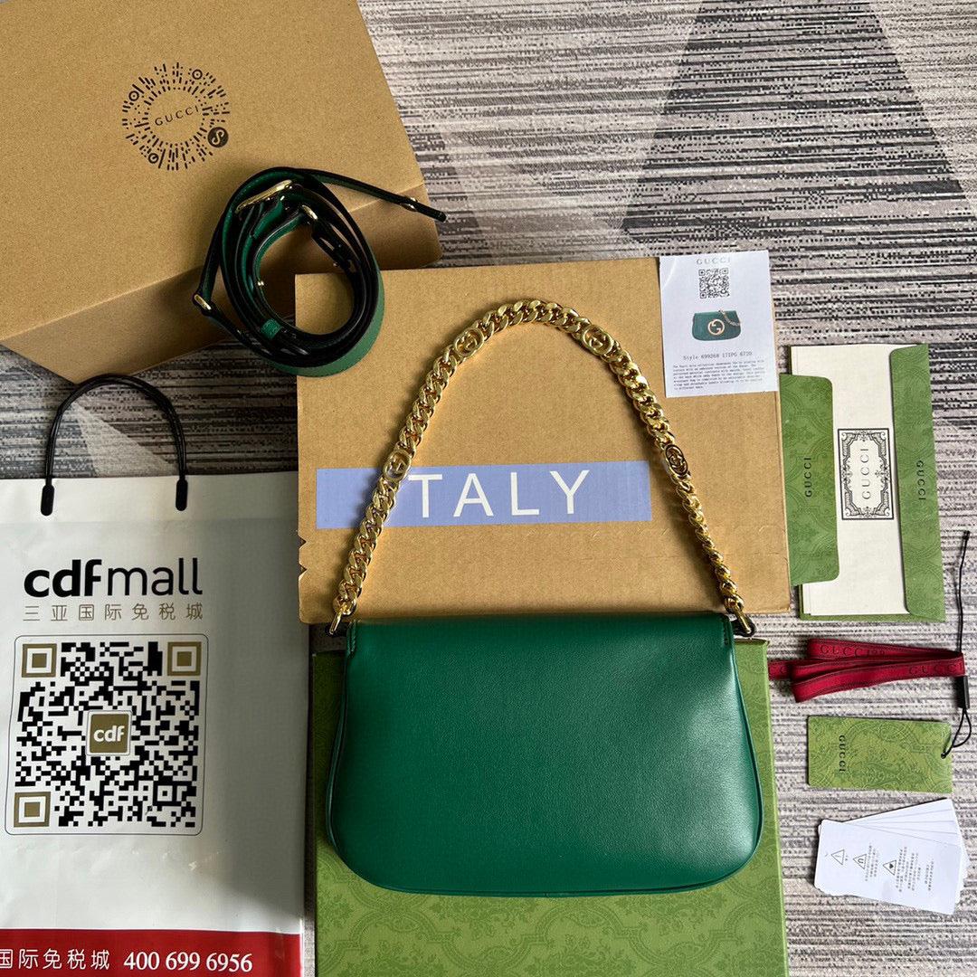Gucci 699268 Blondie shoulder bag green leather