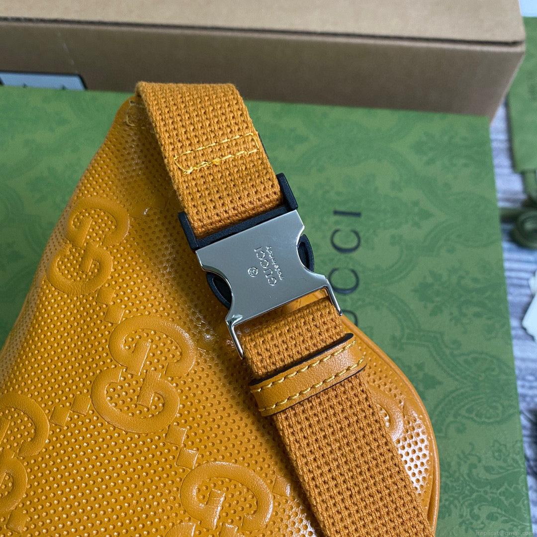 Gucci 658582 GG embossed belt bag Yellow GG embossed leather