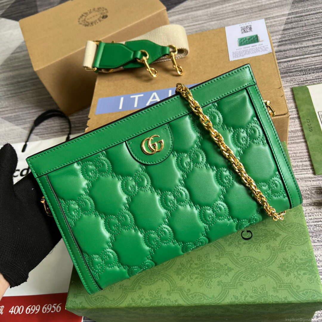 Gucci 702200 GG matelassé leather shoulder bag Green