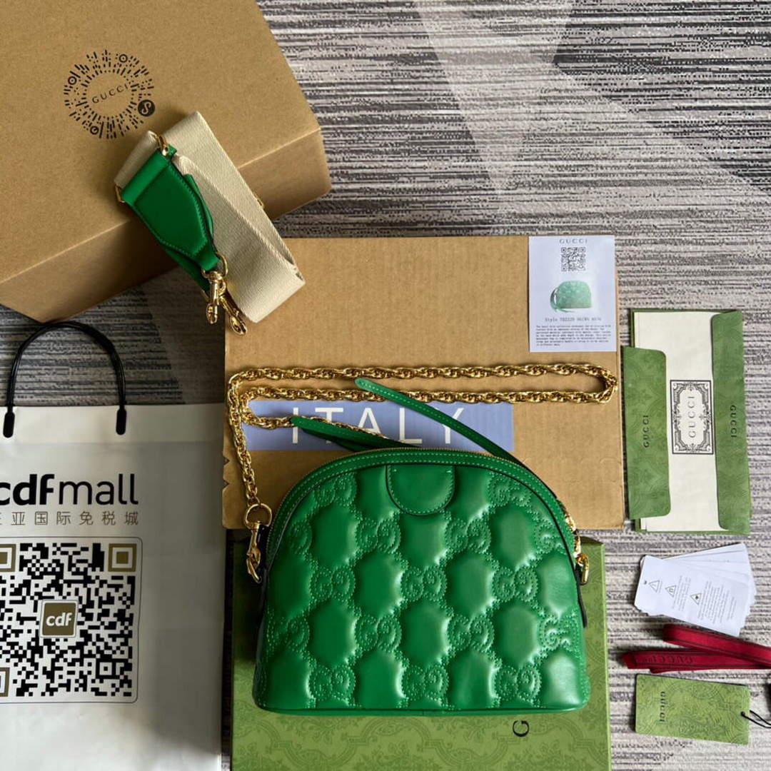 Gucci 702229 GG matelassé leather shoulder bag Bright green