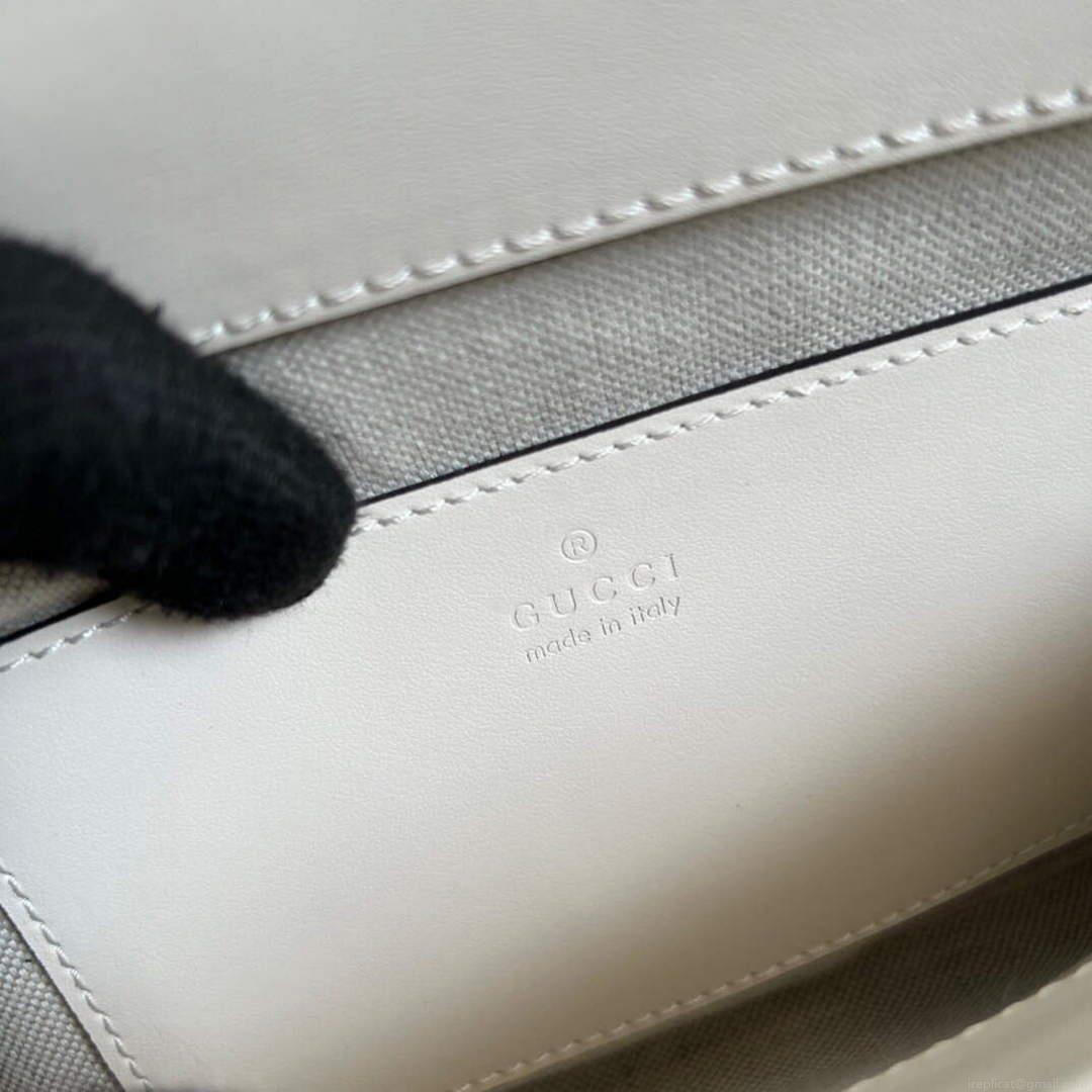 Gucci 702200 GG matelassé leather shoulder bag White