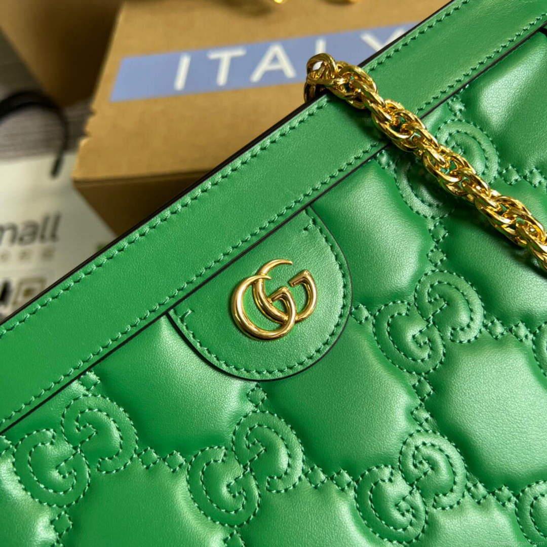 Gucci 702200 GG matelassé leather shoulder bag Bright green