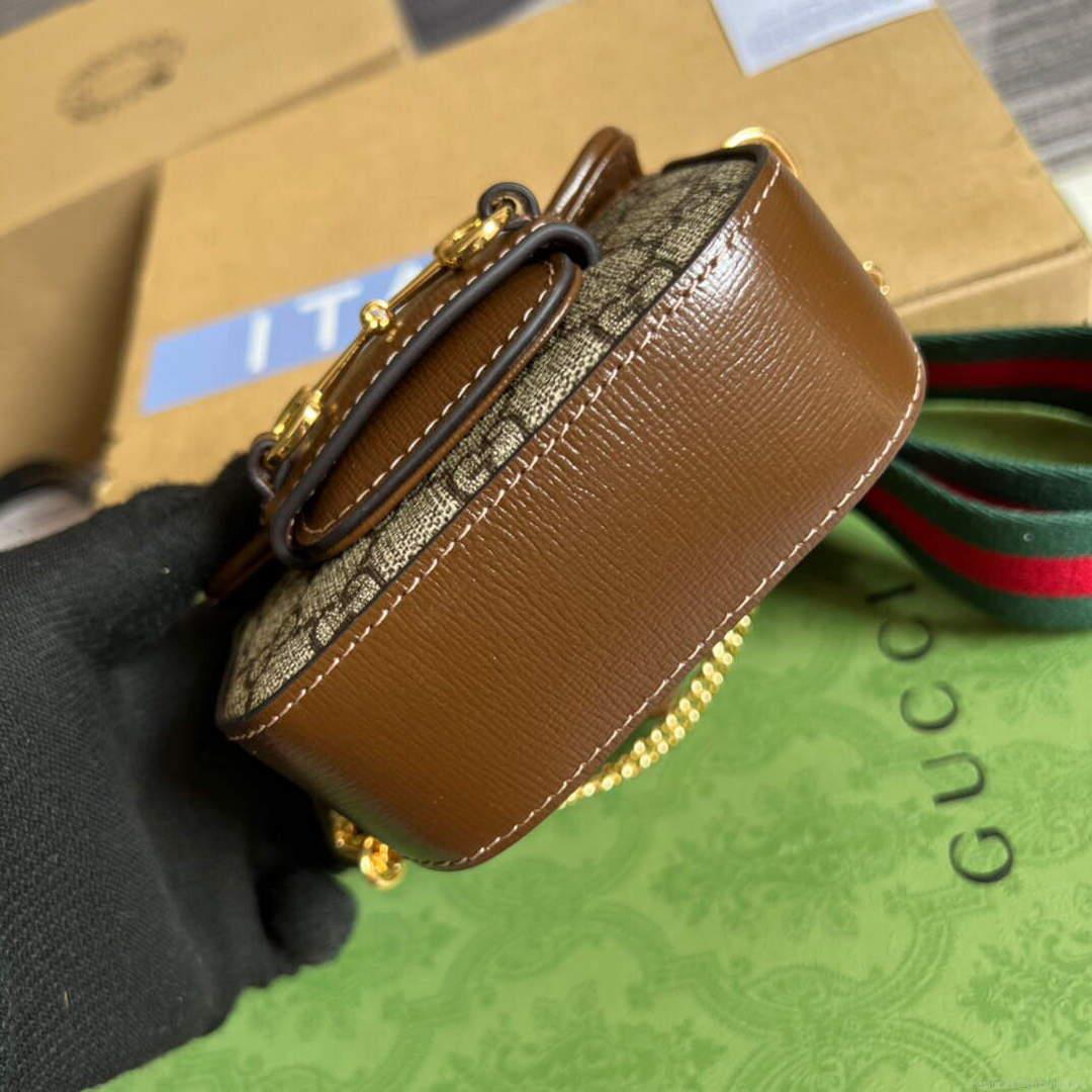 Gucci 699760 Gucci Horsebit 1955 strap wallet Beige and ebony