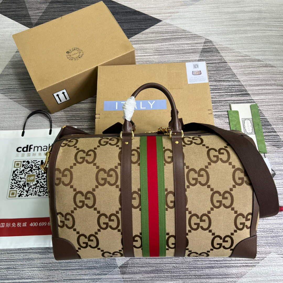 Gucci 696039 Jumbo GG Large Duffle Bag Brown