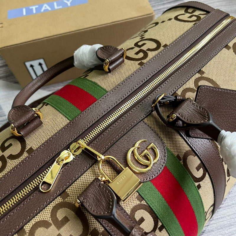 Gucci 696039 Jumbo GG Large Duffle Bag Brown