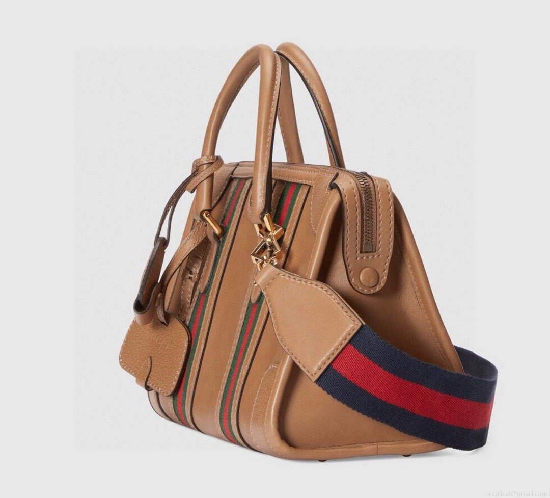 Gucci 715772 Small top handle bag with Double G Brown