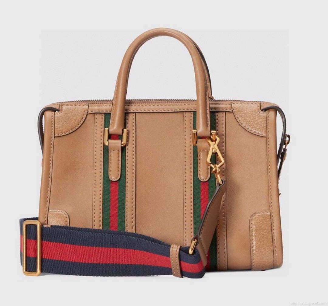 Gucci 715772 Small top handle bag with Double G Brown