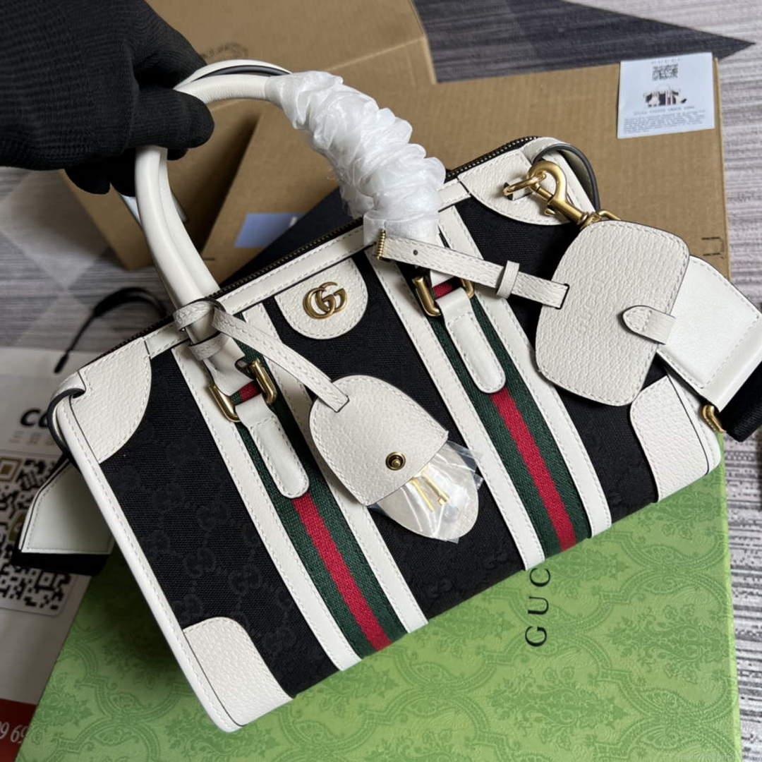Gucci 715772 Small Canvas Top Handle Bag Black