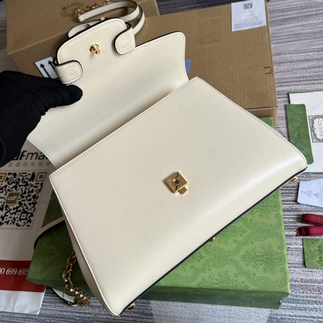 Gucci 702049 Horsebit 1955 Medium Bag White
