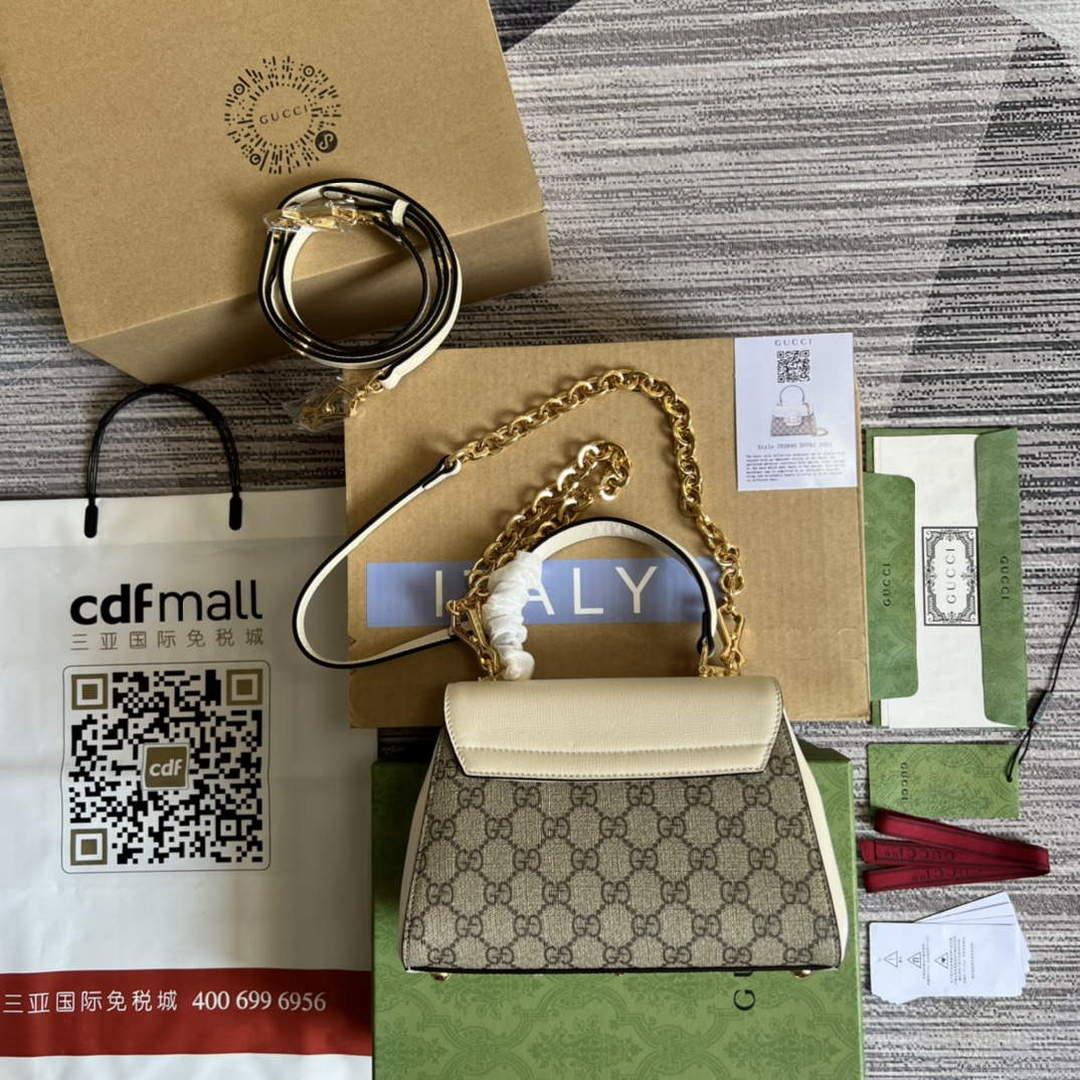 Gucci 703848 Gucci Horsebit 1955 Mini Bag Beige White