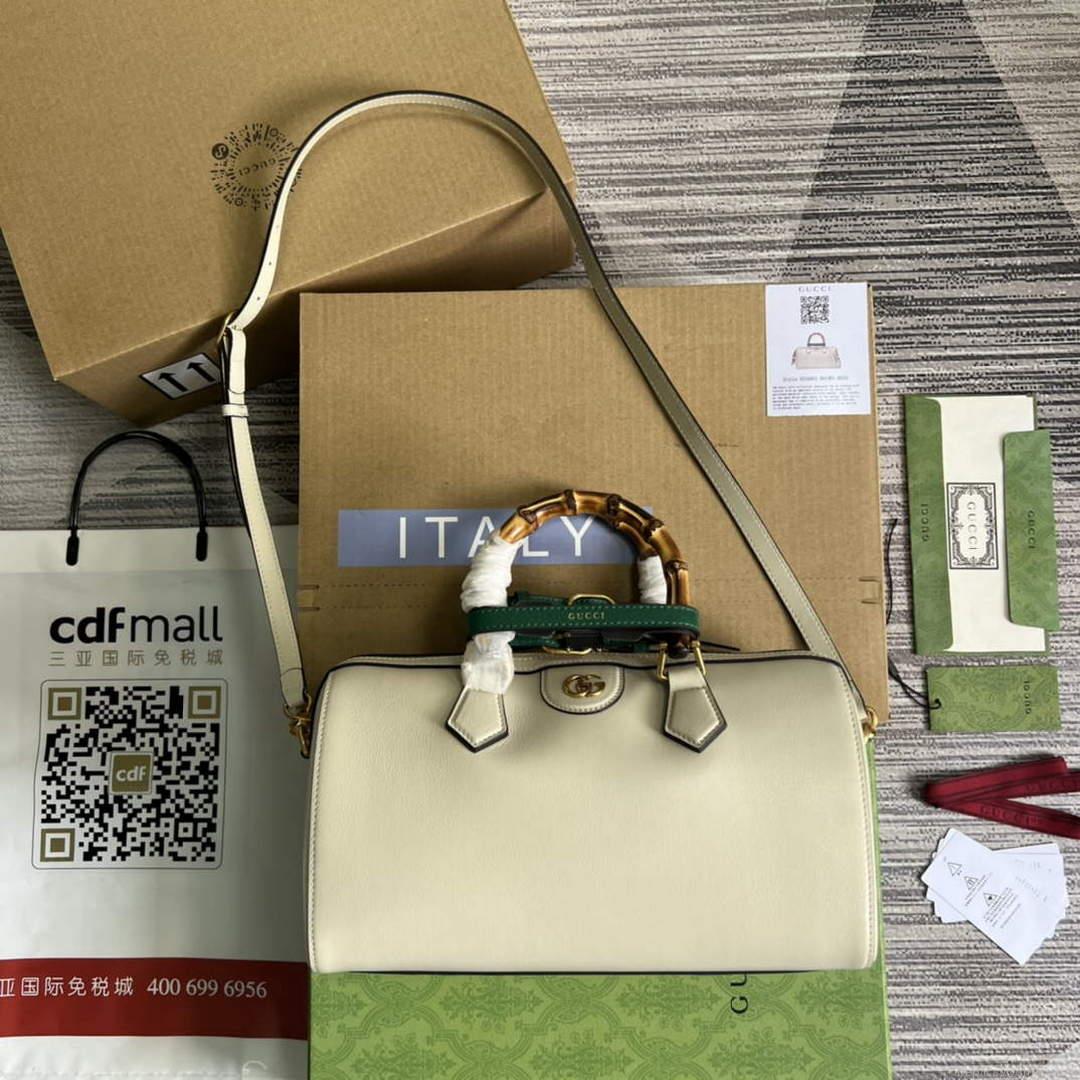 Gucci 655663 Gucci Diana Japan Limited Small Top Handle Bag White