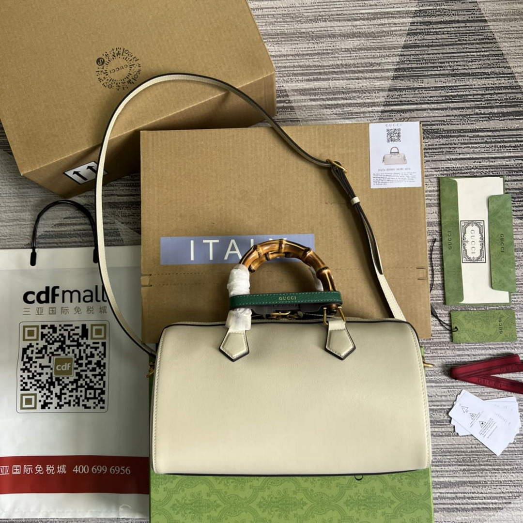 Gucci 655663 Gucci Diana Japan Limited Small Top Handle Bag White
