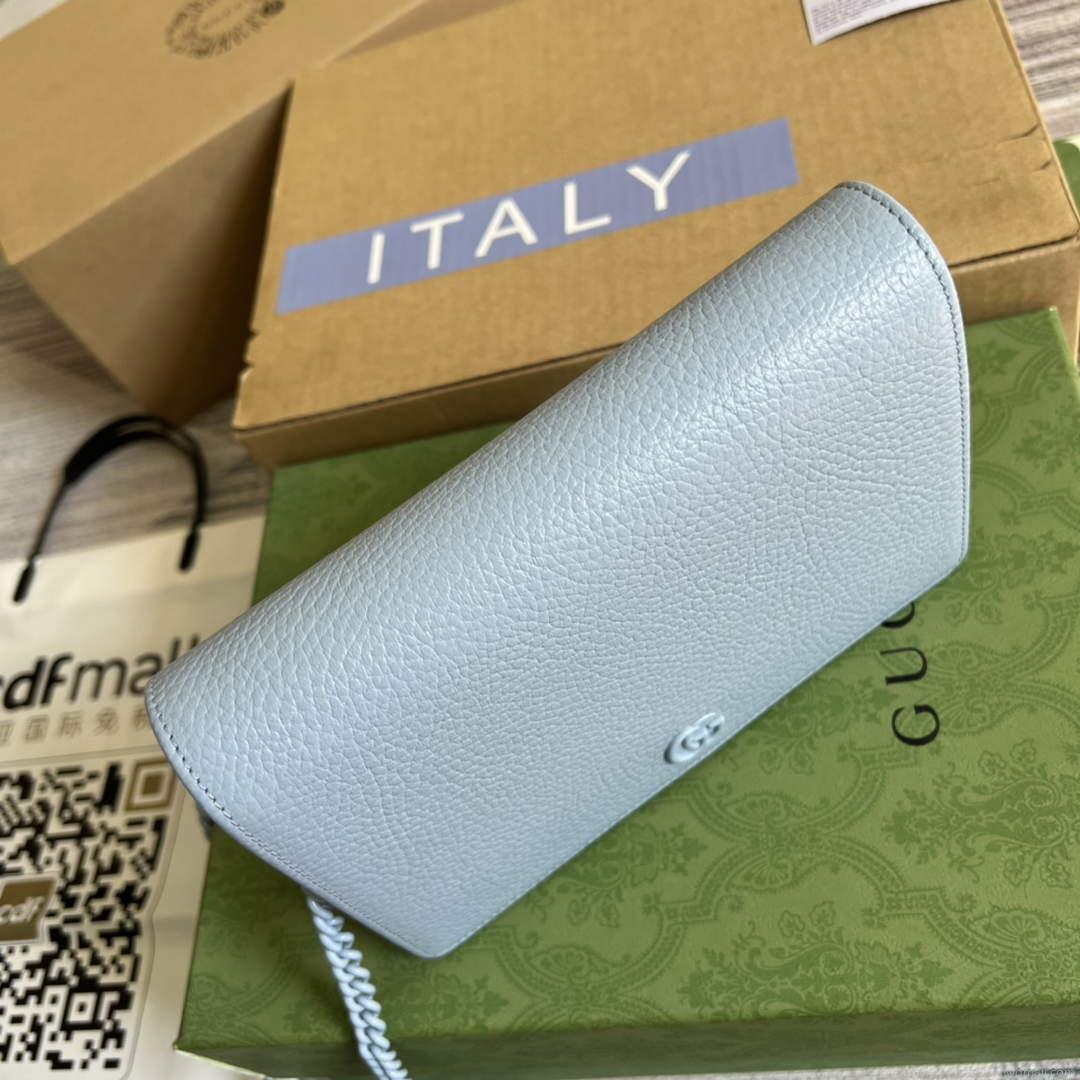 Gucci 497985 GG Marmont Leather Mini Chain Bag Pale blue