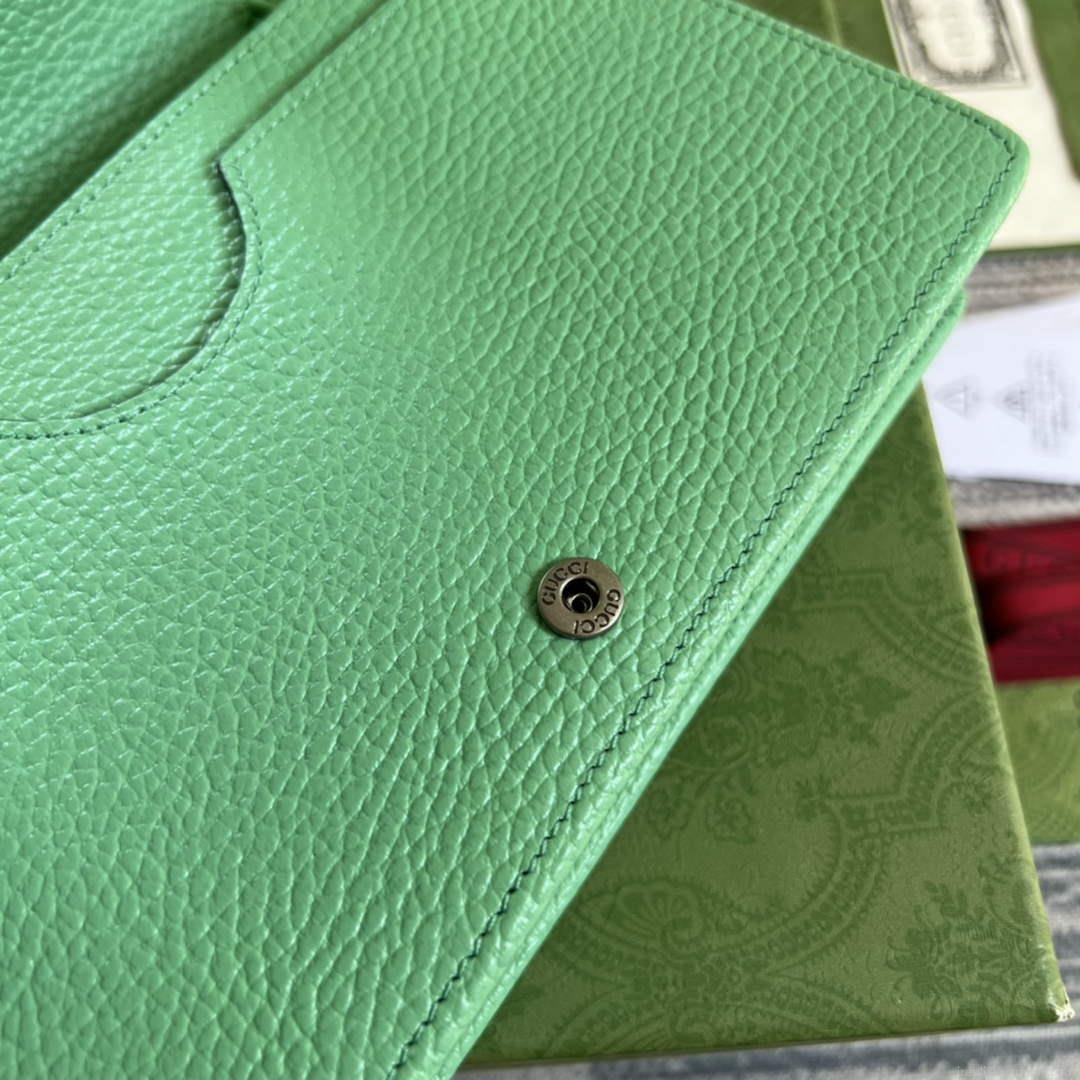 Gucci 497985 GG Marmont Leather Mini Chain Bag Green