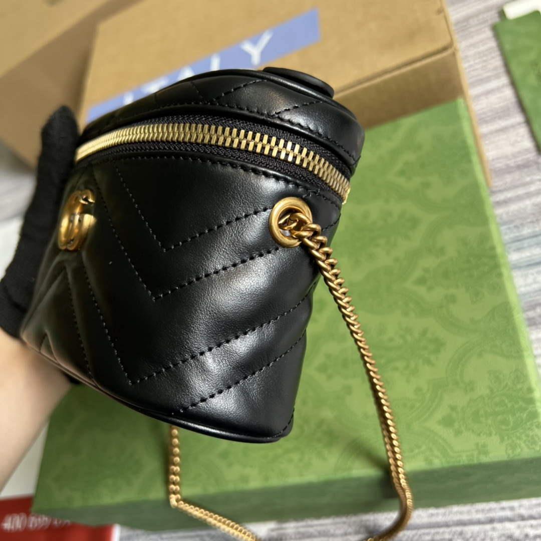 Gucci 699515 GG Marmont Mini Top Handle Bag Black