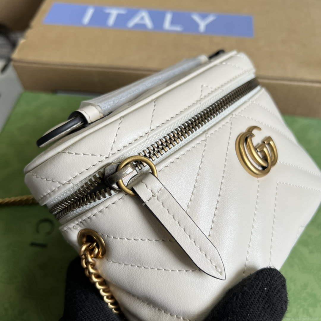 Gucci 699515 GG Marmont Mini Top Handle Bag White