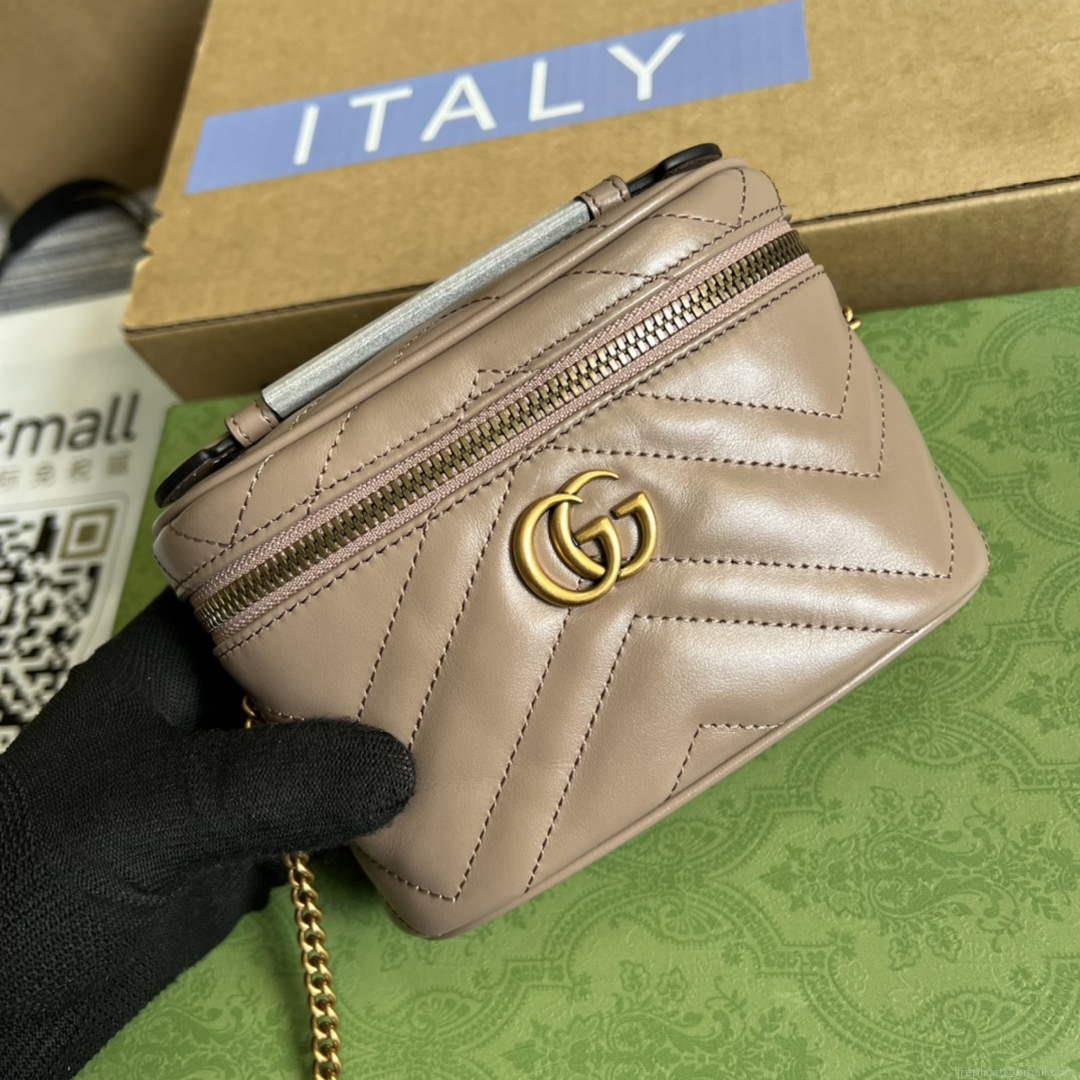 Gucci 699515 GG Marmont Mini Top Handle Bag Light pink