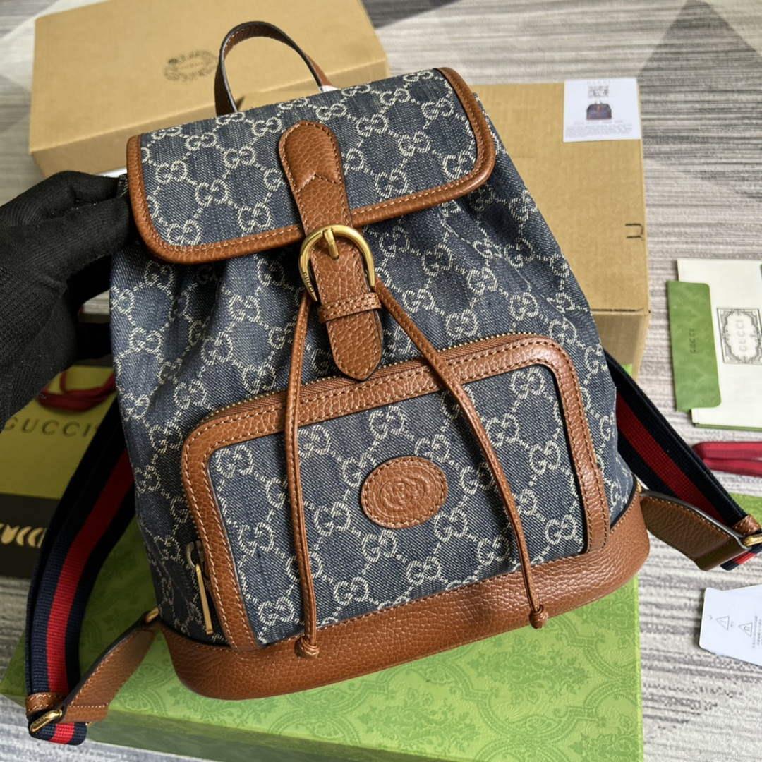Gucci 674147 Backpack with Interlocking G Blue