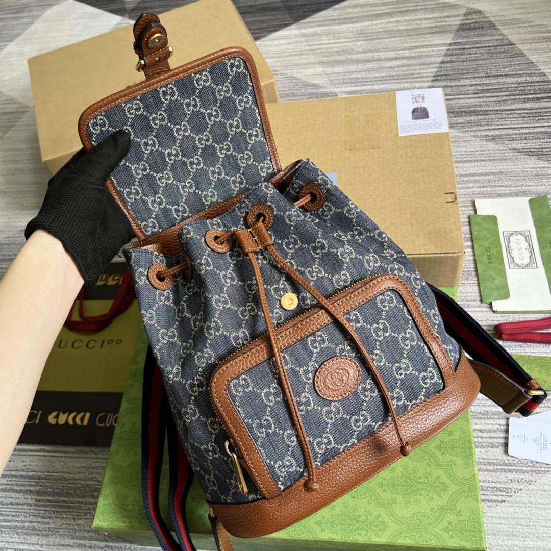 Gucci 674147 Backpack with Interlocking G Blue