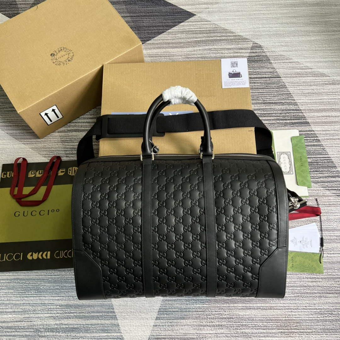 Gucci 406380 GG Embossed Duffle Bag Black