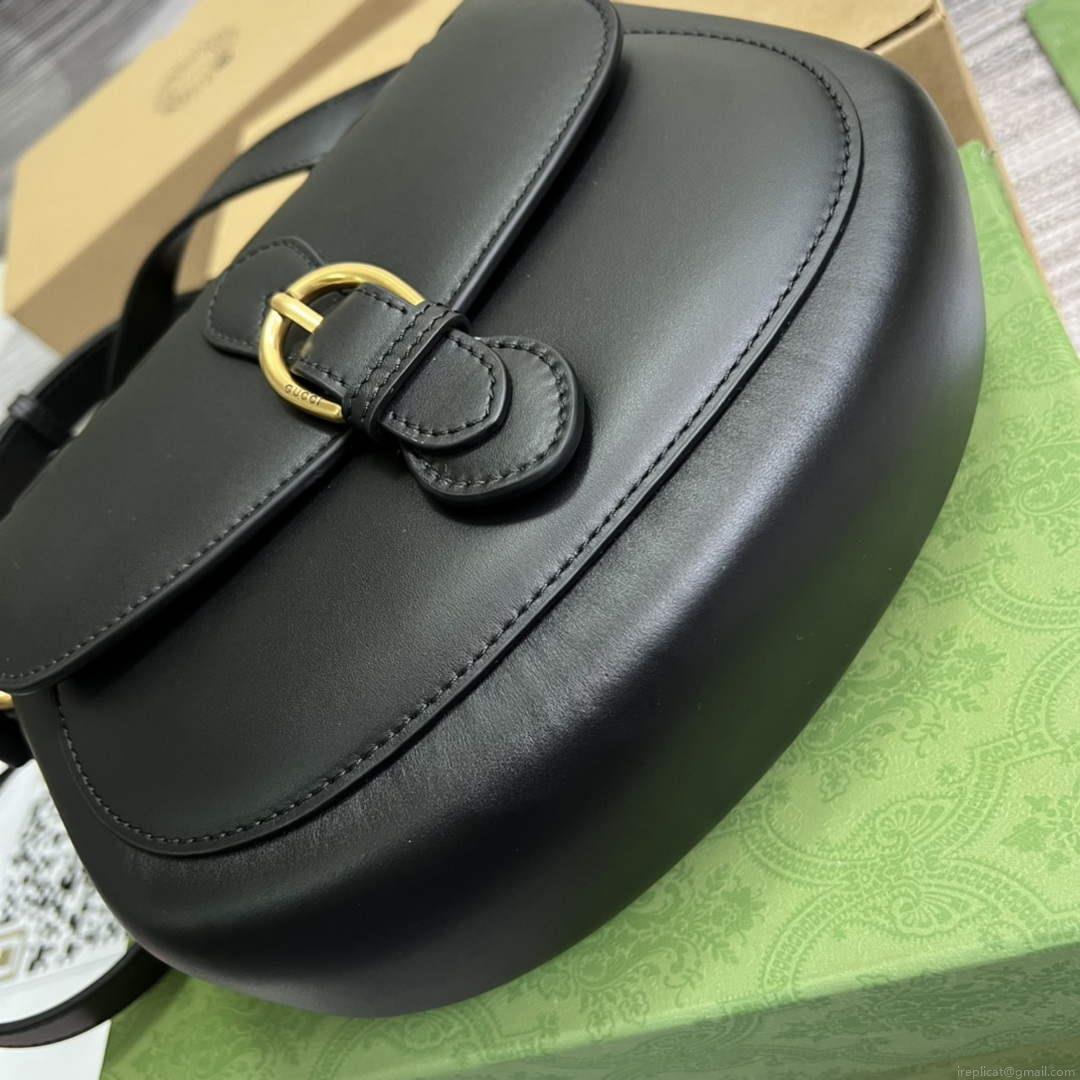 Gucci 675923 embossed leather shoulder UD0FT Bag Black