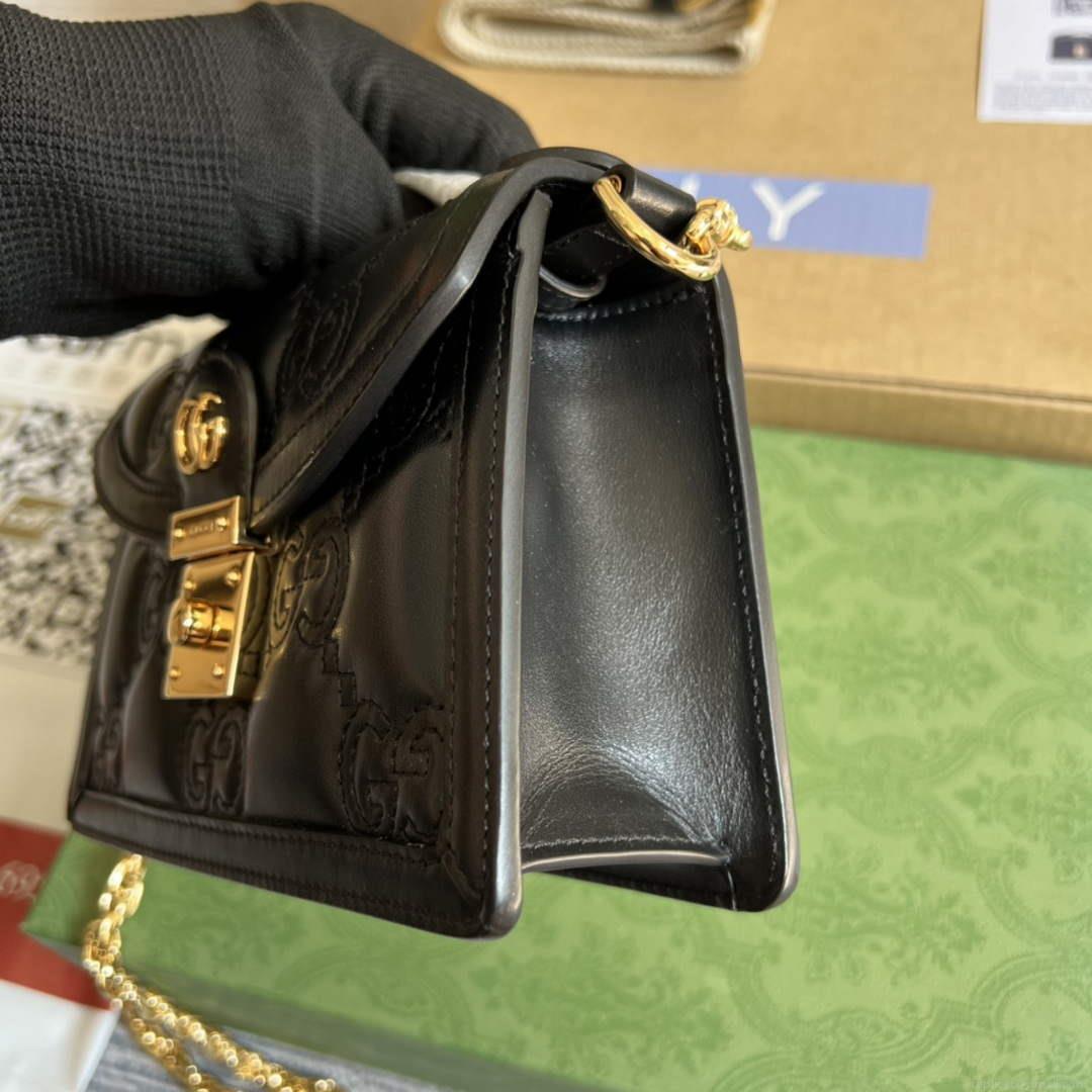 Gucci 724499 GG Matelassé Small Top Handle Bag Black
